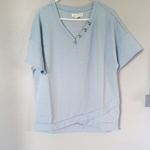 New York Laundry Women's Blue Short Sleeve Pullover Top Size XL